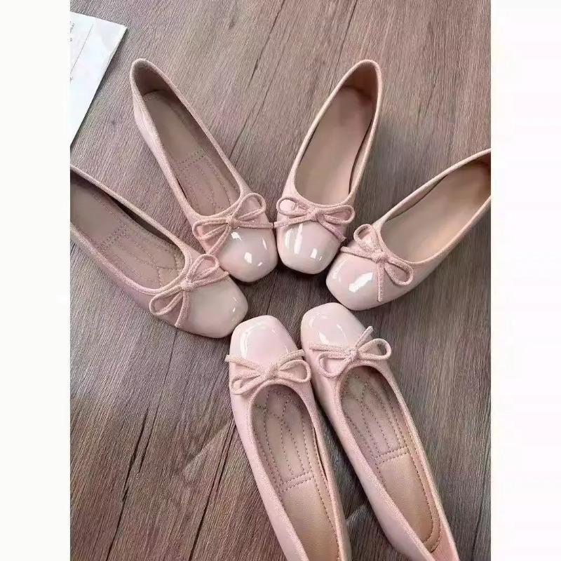 Women'S Shoes - أحذية باليه نسائية بمقدمة مربعة مزينة