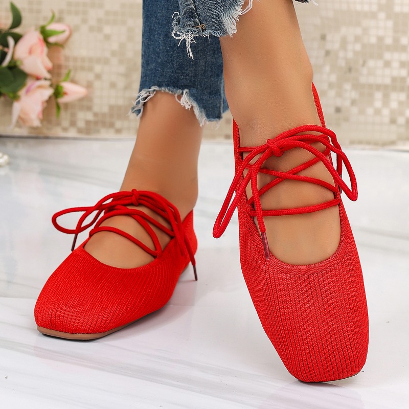 Women'S Shoes - أحذية ماري جين فرنسية مسطحة، موديل