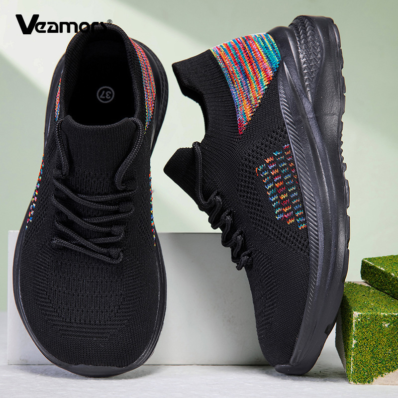 أحذية رياضية شبكية قابلة للتهو - مراجعة Knit Fabric Lace Up Sneakers وسعره